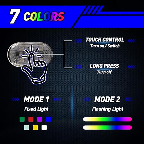 💡 Pack 2 Lumières de Voiture Rechargeables – 7 Couleurs, Style et Confort !