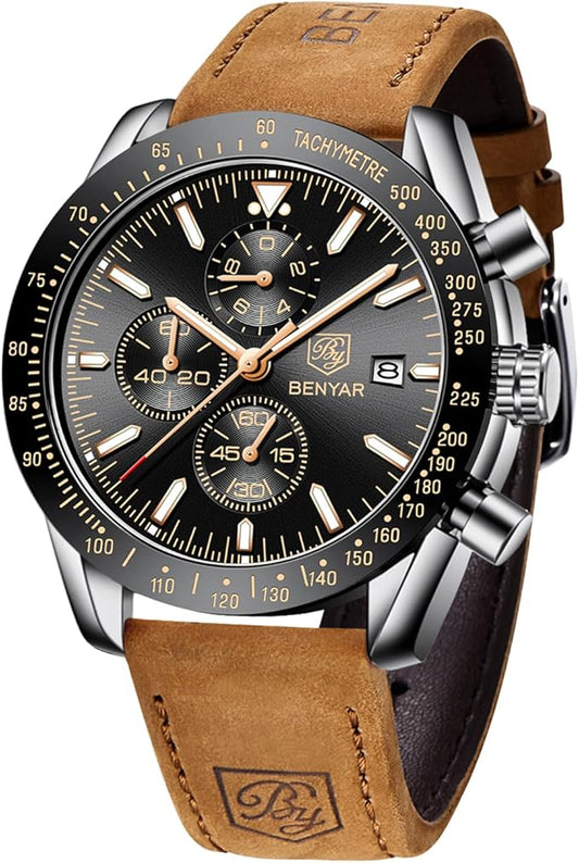 BY BENYAR – Montre Homme Quartz Chronographe Étanche et Élégante