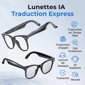 Lunettes Connectées Anti Lumière Bleue : Traduction+recorde+music