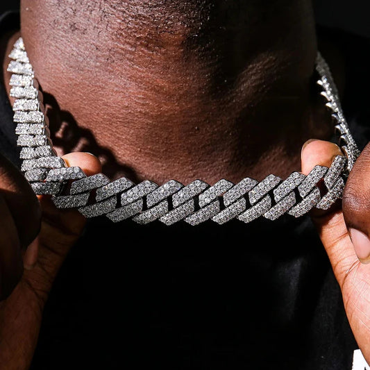 Chaîne cubaine en argent et diamant Moissanite pour hommes